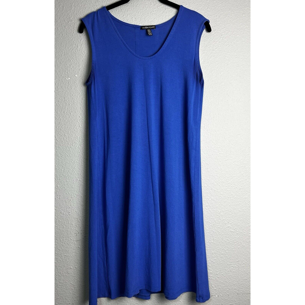 Eileen Fisher Women's Size XS Stretch Fit & Flare Viscose Lycra Midi Dress Blue